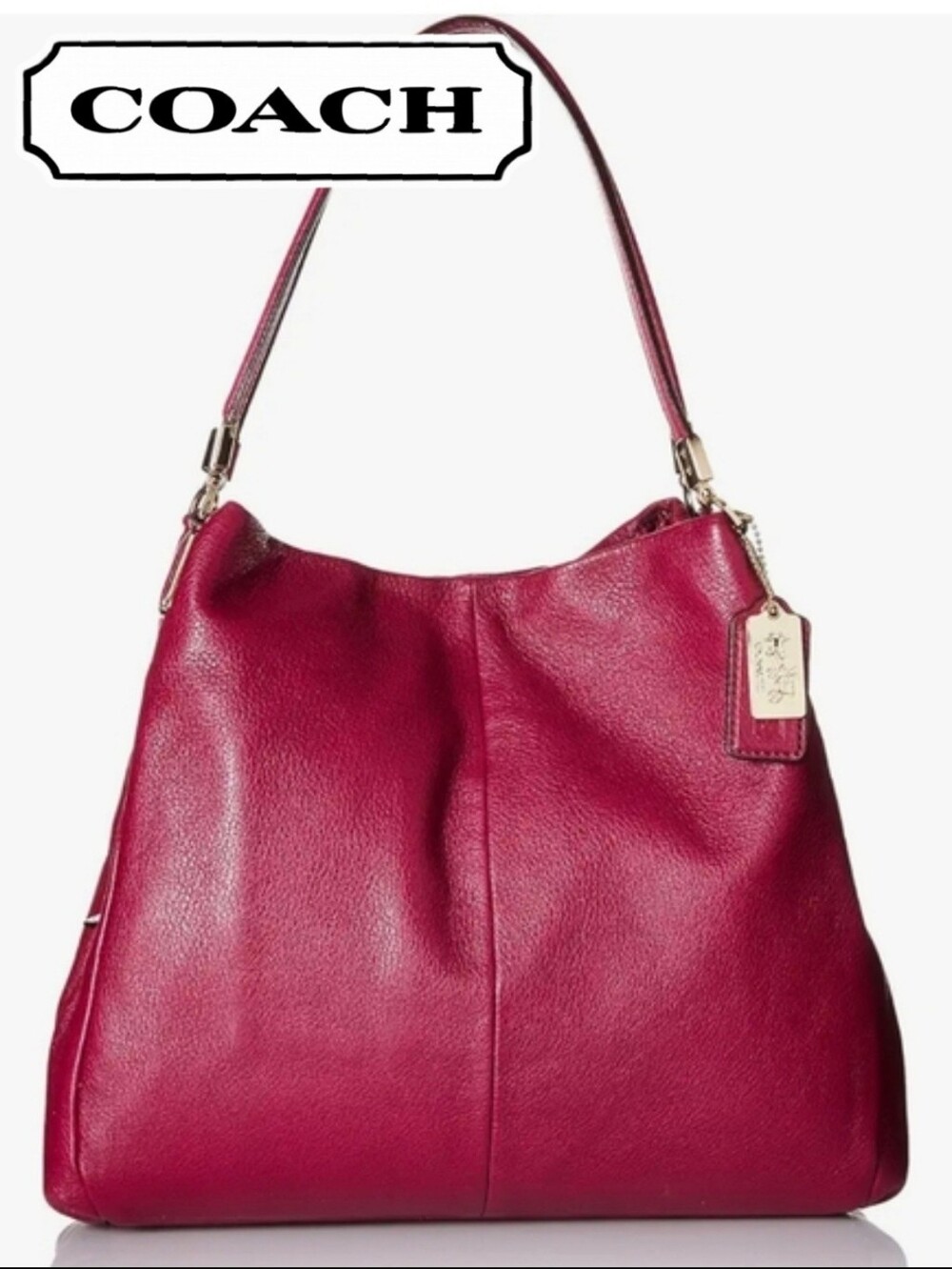 🔥COACH Madison Phoebe, Classic Red Pebbled Leather/Gold Hardware, Nearly New!